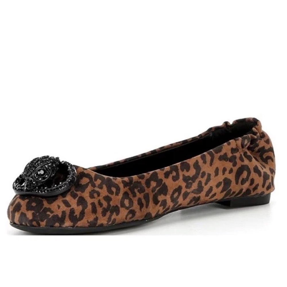 Kurt Geiger Brown Suede  Leopard Print  Chelsea Ballerina Flats MSRP $198 Sz 11 - Picture 9 of 10